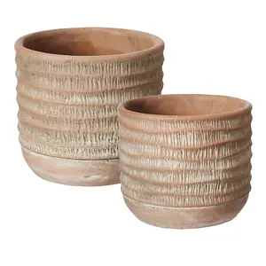 Rustic Ceramic Sculptured Texture Plant Pot (W14 cm)