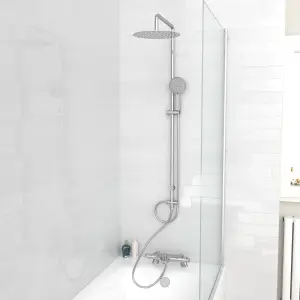 Nes Home Exposed Round Shower, Thermostatic Mixer Tap, Handset & Riser Rail Kit