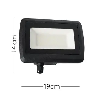 ValueLights LED 50w IP65 Black Outdoor Garden Flood Wall Light In Cool White