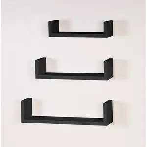 Hudson Shelf Kits, pack of 3 bookend wall shelves Black