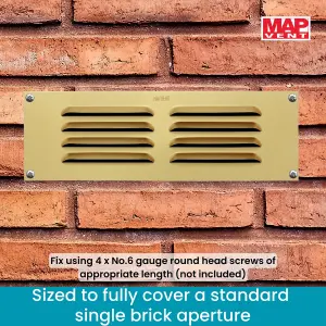 Metal Louvre Air Vent Cover, Suitable for Venting Gas Appliances Internal External Wall, for Openings 9 x 3" (229 x 76mm), Gold