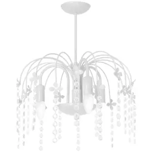 Milagro Laura White Pendant Lamp Beautifully Hand Made Chandelier In Cool White With Crystal Droplets