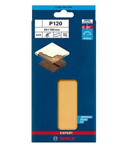 BOSCH Expert for Wood + Paint Sanding Sheets (Grit 120) (20/Pack) (For: Bosch PSS 250AE, PSM 200 AES & UniversalSander18V Sanders)