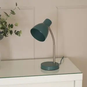 ValueLights Keela Teal Adjustable Flexi Neck Desk Lamp Task Reading Light for Living Room office - LED Bulb Included