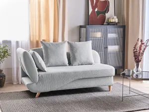 Left Hand Fabric Chaise Lounge with Storage Light Grey MERI II