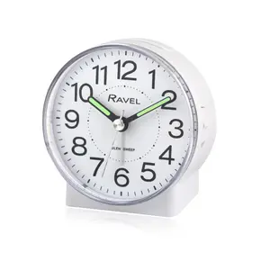 Analogue Quartz Movement / Crystal Alarm Tabletop Clock White