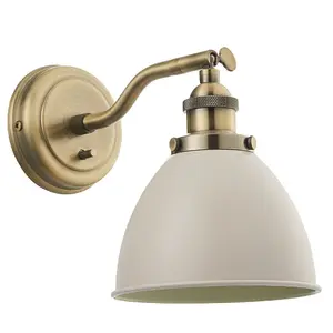 Adjustable Industrial Wall Light Brass & Grey Shade Vintage Arm Lamp Fitting