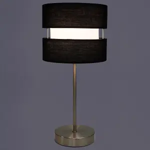 Chrome Table Lamp Layer Fabric Lamp Shade Black