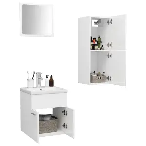 Berkfield Bathroom Furniture Set High Gloss White Engineered Wood