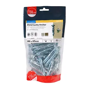 Timco - Metal Cavity Anchors - Zinc (Size M6 x 65 (70mm Screw) - 40 Pieces)