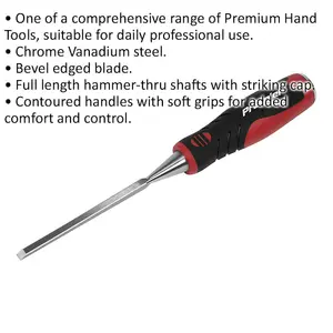 Premium 6mm Hammer-Thru Wood Chisel with Bevel Edge Blade - Durable Chrome Vanadium Steel