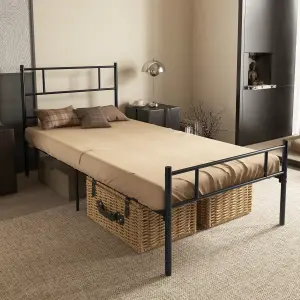 HOMCOM Single Metal Bed Frame w/ Headboard and Footboard, Underbed Storage Space