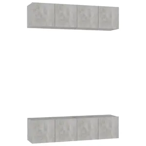 Berkfield TV Cabinets 4 pcs Concrete Grey 60x30x30 cm Engineered Wood