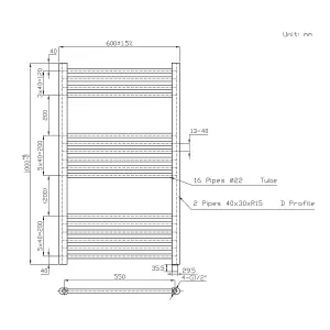 Right Radiators Prefilled Electric Straight Heated Towel Rail Bathroom Ladder Warmer Rads - Chrome 1000x600 mm