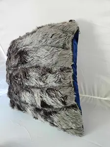 Neoma Furry Square Blue Cushion