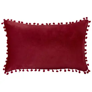 Set of 2 Cushions MOCHI Velvet 30 x 50 cm Text Embroidery Red