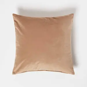 Homescapes Beige Velvet Cushion, 45 x 45 cm