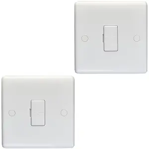 2 PACK 13A Unswitched Fuse Spur - WHITE Mains Isolation Appliance Wall Plate