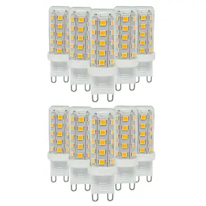 paul russells LED G9 Dimmable 2 Pin Bulb, 3W 470 Lumens, 25w Equivalent, 4000K Cool White Light, Pack 0f 10