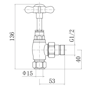 Rinse Bathrooms 15mm Traditional Chrome Angled Bathroom Radiator Valves Towel Rail Valves Pair for Central Heating