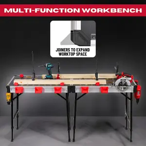 Excel 2-in-1 Foldable Workbench Table Sawhorse Adjustable Height With 2 Clamps