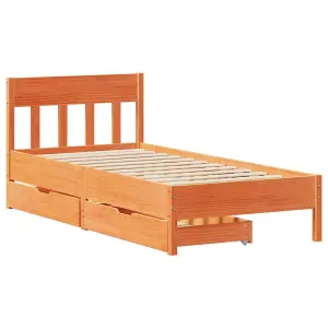 Berkfield Bed Frame without Mattress Wax Brown 90x200 cm Solid Wood Pine