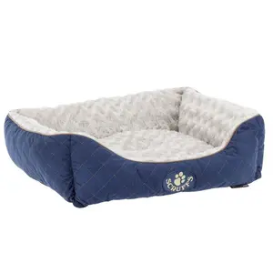 Wilton Polyester Pet Bed Blue/White / 16cm H x 60cm W x 50cmD