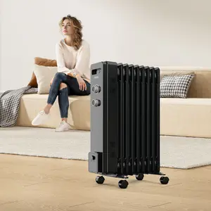 VonHaus Oil Filled Radiator 9 Fin, Oil Heater Portable Electric Free Standing 2000W for Home, Office, Any Room