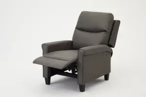 Evan High Back Recliner Armchair Grey Air Leather Sofa