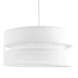 Contemporary 14 White Linen Fabric Triple Tier Ceiling Pendant Lamp Shade