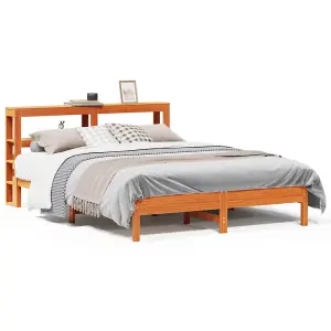 Berkfield Bed Frame without Mattress Wax Brown 150x200 cm King Size Solid Wood Pine