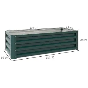 Outsunny Outdoor Planter Box, Steel Raised Garden Bed, Set of 2, Green