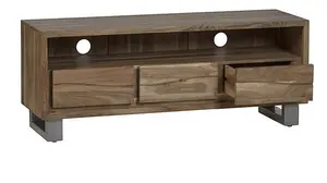 Baltic Live Edge Media Unit - Metal/Acacia Solid Wood - L40 x W140 x H45 cm