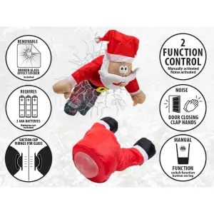 Celebright Christmas Crashing Santa and Reindeer Animated Decoration - Father Christmas and Rudolph Smash - Fits Any Window