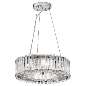 Luminosa Crystal Skye 6 Light Ceiling Pendant Chrome with Crystals, G9