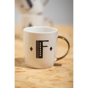 Maison by Premier Mimo Diamond Deco F Letter Monogram Mug