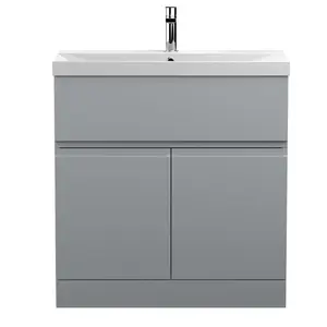 Urban 800mm Free-standing Single Vanity Unit Satin Grey