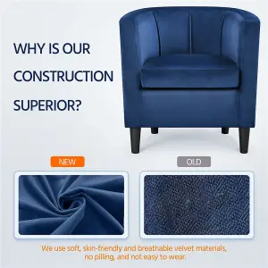 Yaheetech Blue Upholstered Velvet Club Chair