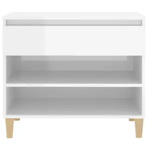 Shoe Cabinet High Gloss White 70x36x60 cm Engineered Wood