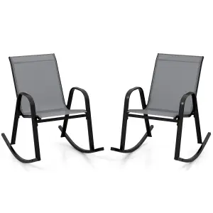 Costway Patio Rocking Chair Set of 2 Outdoor All-weather Metal Rockers