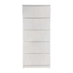 White Gloss Deep Drawer Chest of Drawers (5 Drawers)