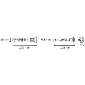 Diall PZ Countersunk Hammer fixing (Dia)10mm (L)120mm, Pack of 10