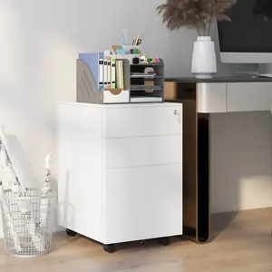 37cm Wide 3 -Drawer Mobile Steel File Cabinet