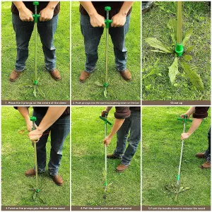 Long Handled Easy Weeder Killer Twister - Lightweight - Twist & Pull Mechanism - Weed Puller Root Remover