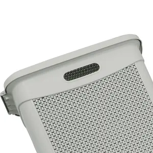 Plastic Laundry Hamper with Handles Light Grey