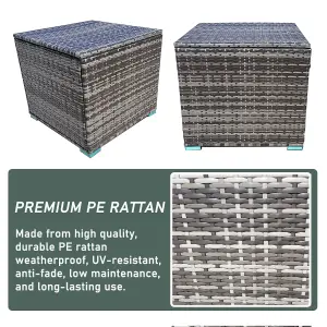 Rattan Garden Storage Box, Waterproof Deck Box with Lid, 333L Storage Basket Box, Gas Pressure Spring - Mix Gray