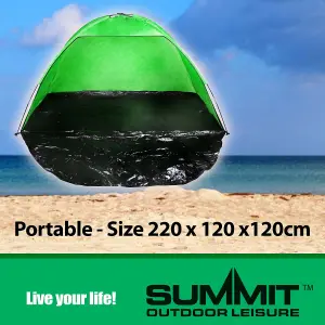 Green UV Protection Beach Shelter Factor 40 Tent In Carry Bag