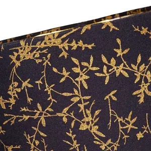 Modern Black Cotton Fabric 12 Lamp Shade with Gold Foil Floral Decoration