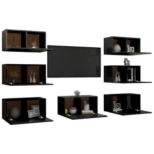 Berkfield TV Cabinets 7 pcs Black 30.5x30x60 cm Engineered Wood