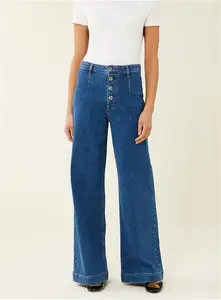 FINERY Mid Blue Tally Wide Leg Jeans - Tu Clothing By Sainsburys